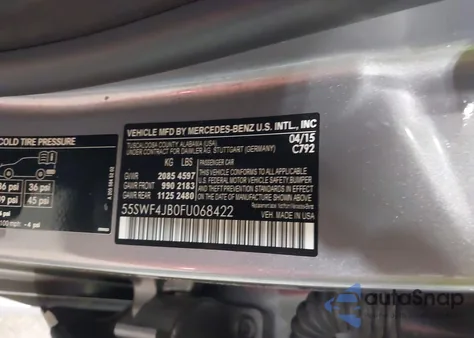 2015 Mercedes-Benz C 300 Luxury/Sport from USA, damaged, VIN 55SWF4JB0FU068422